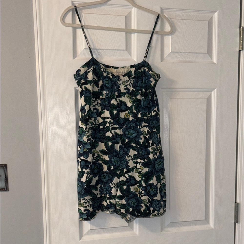 LOFT Blue and Green Floral Dress